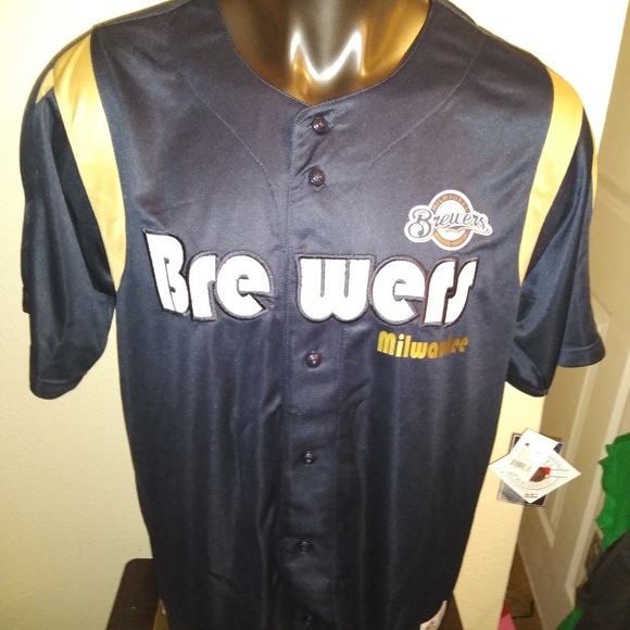 brewers button up jersey